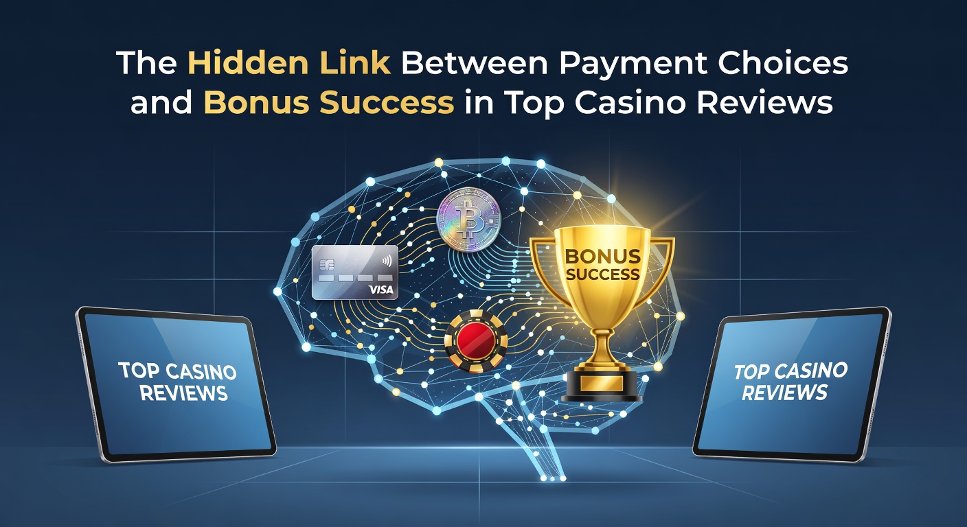 Grafik zeigt Zahlungsmethoden-Icons neben Bonus-Symbolen in einem Casino-Interface, die den Einfluss auf Erfolgsraten visualisieren